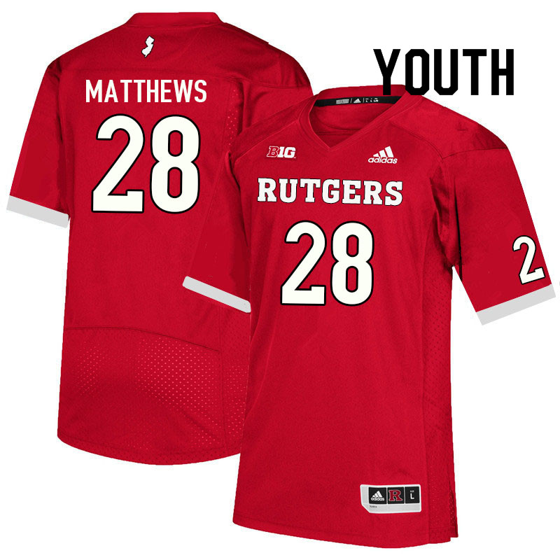 Youth #28 Damon Matthews Rutgers Scarlet Knights College Football Jerseys Sale-Scarlet - Click Image to Close